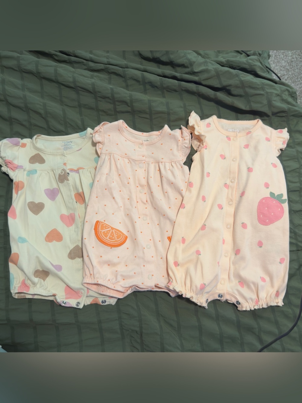 Baby Girls Short-Sleeve Rompers Trio